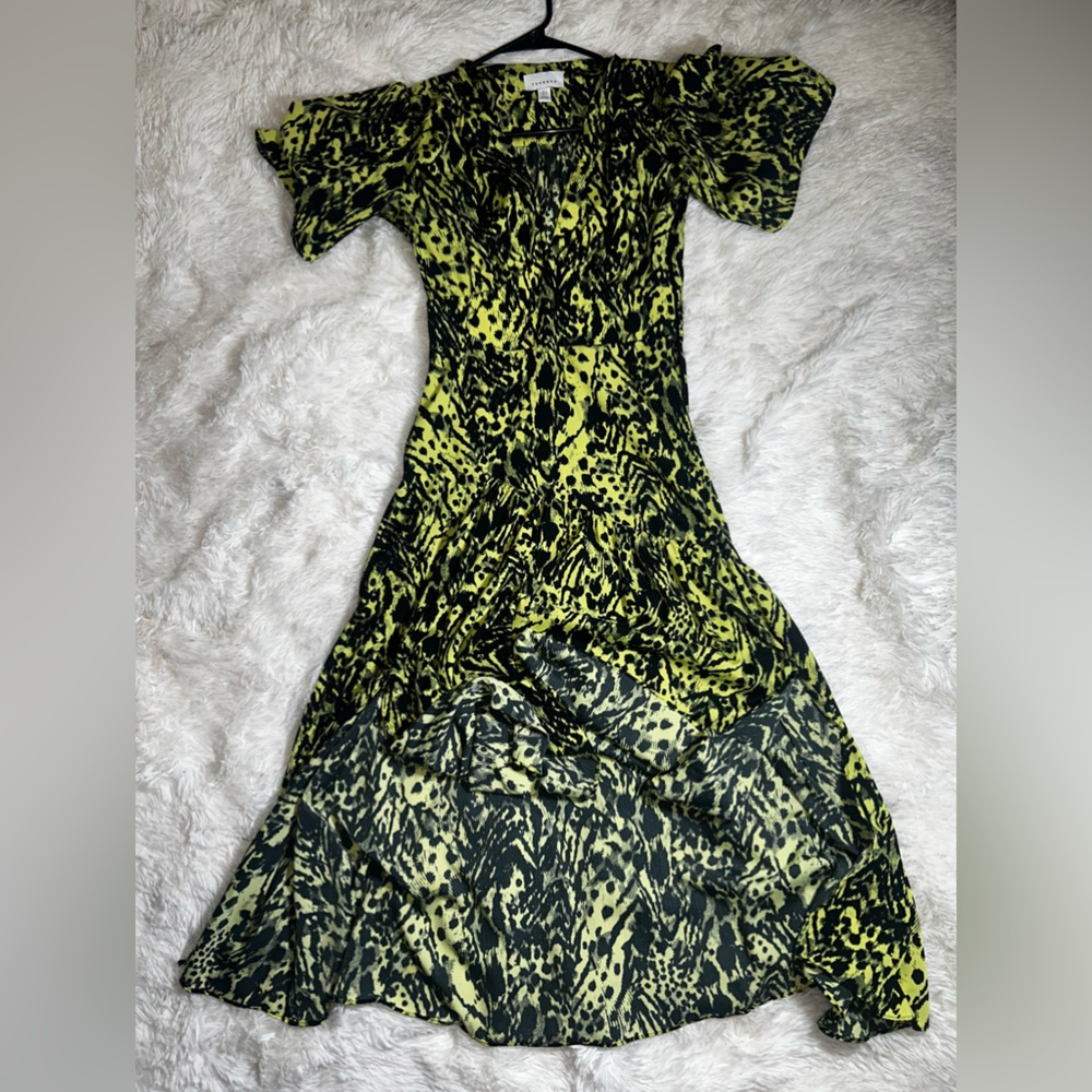 Top Shop mid length dress green and black